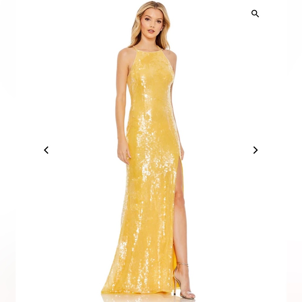 Mac Duggal 93718 - Fully-sequined Sleeveless Evening Gown Color: Yellow 4 NWT